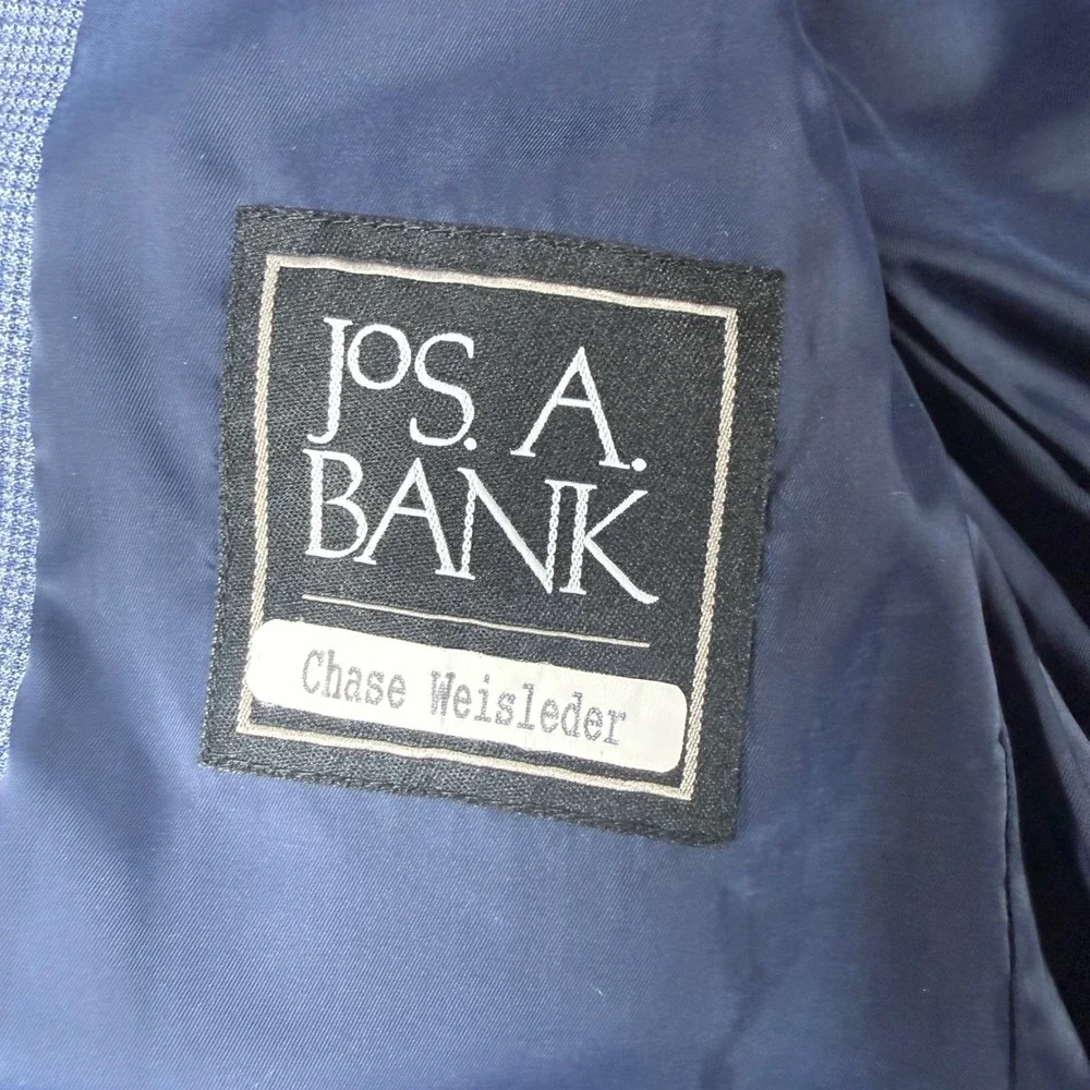 Jos. A. Bank Sport Coat Mens 40 Regular Blue Traveler Tailored Fit 100% Wool